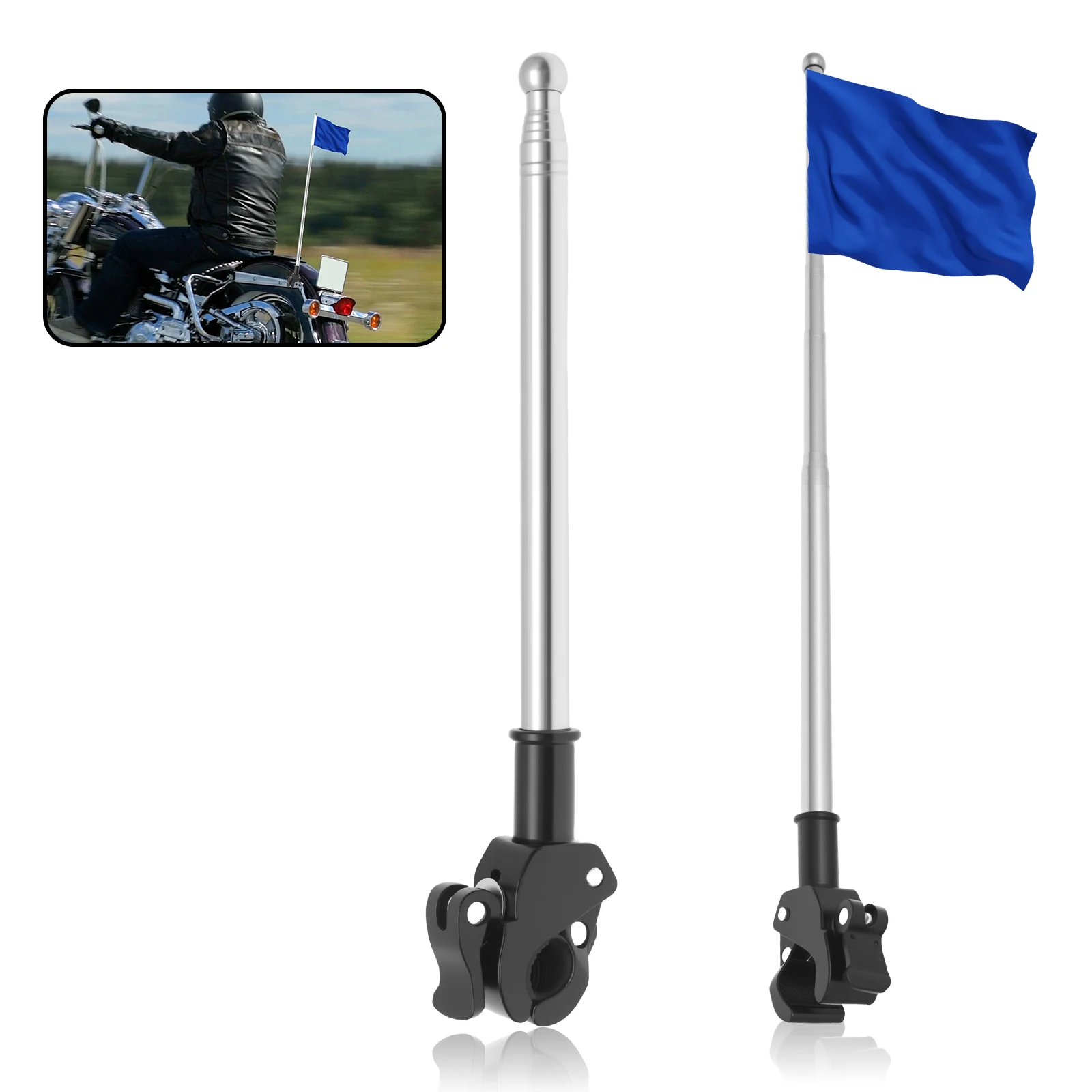 Cycling Gear Shelf - 2 Pezzi Asta Portabandiera Universale Telescopica